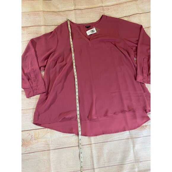 NWT Torrid Women's Georgette Hi Low Long Sleeve Rose Blouse - 5XL - Picture 5 of 12
